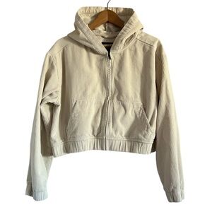 Hollister Women's Cream Corduroy Hooded Utility Jacket